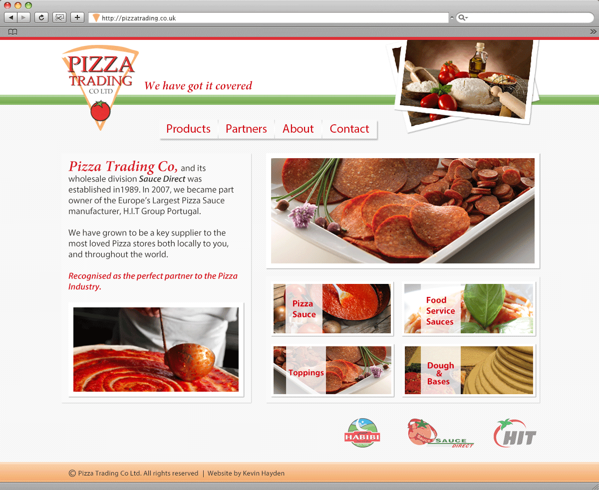 Pizza Trading Co website image.