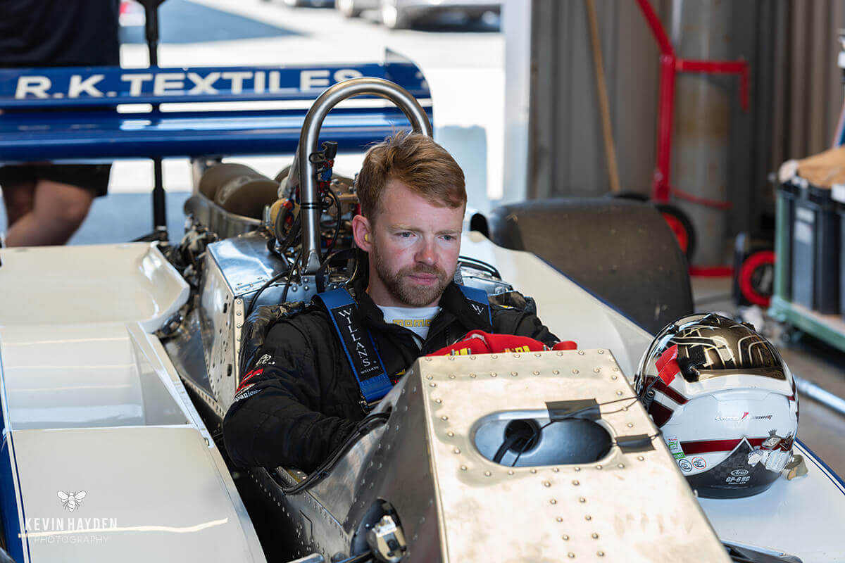 Michael Lyons sat in the driving seat of the 1981 F1 Ensign. Photo by Kevin Hayden.